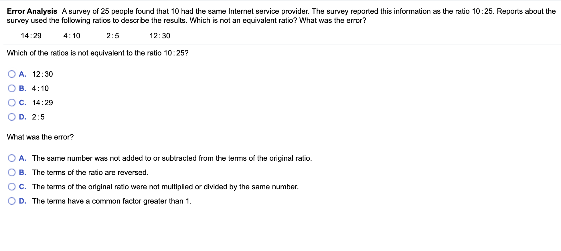 Solved Error Analysis A survey of 25 people found that 10 | Chegg.com