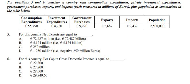 Solved For Questions 5 And 6, Consider A Country With | Chegg.com