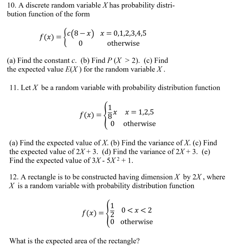 Solved 10 A Discrete Random Variable X Has Probability D Chegg Com