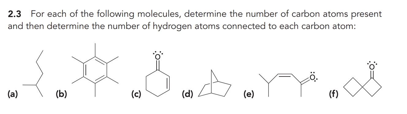 Solved 2.3 For each of the following molecules, determine | Chegg.com