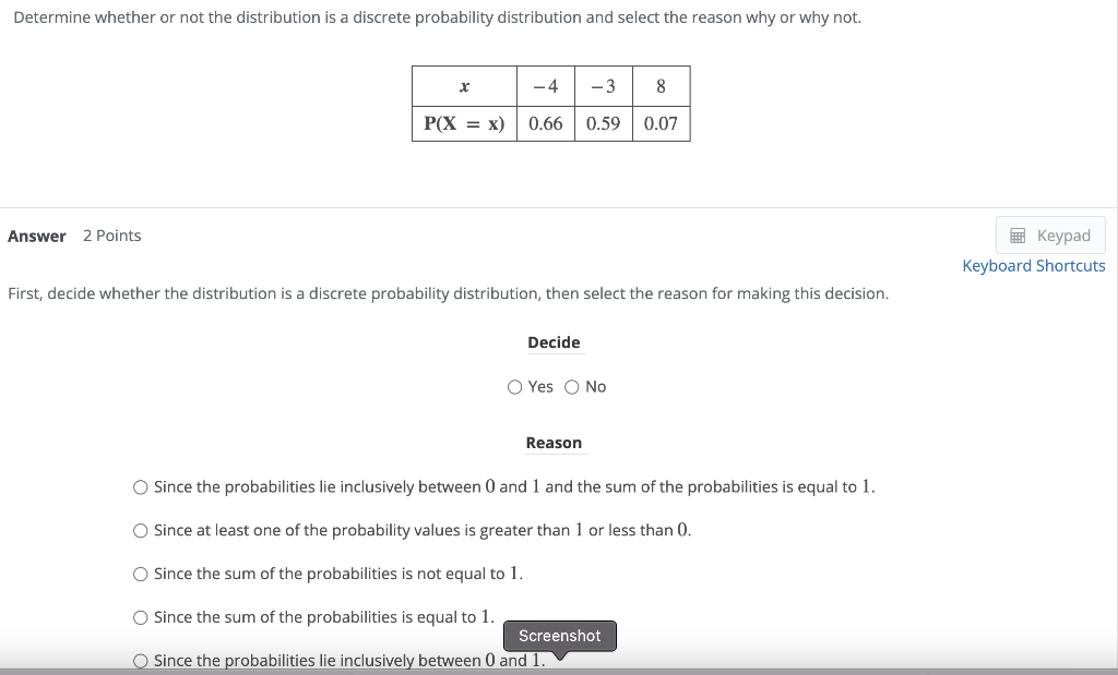 Solved Determine Whether Or Not The Distribution Is A | Chegg.com