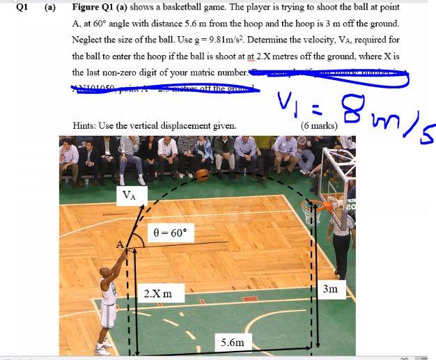 Solved Q1 (a) Figure Q1 (a) Shows A Basketball Game. The | Chegg.com