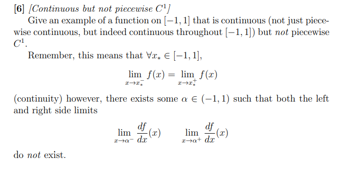 Solved [6] (Continuous but not piecewise Cl] Give an example | Chegg.com