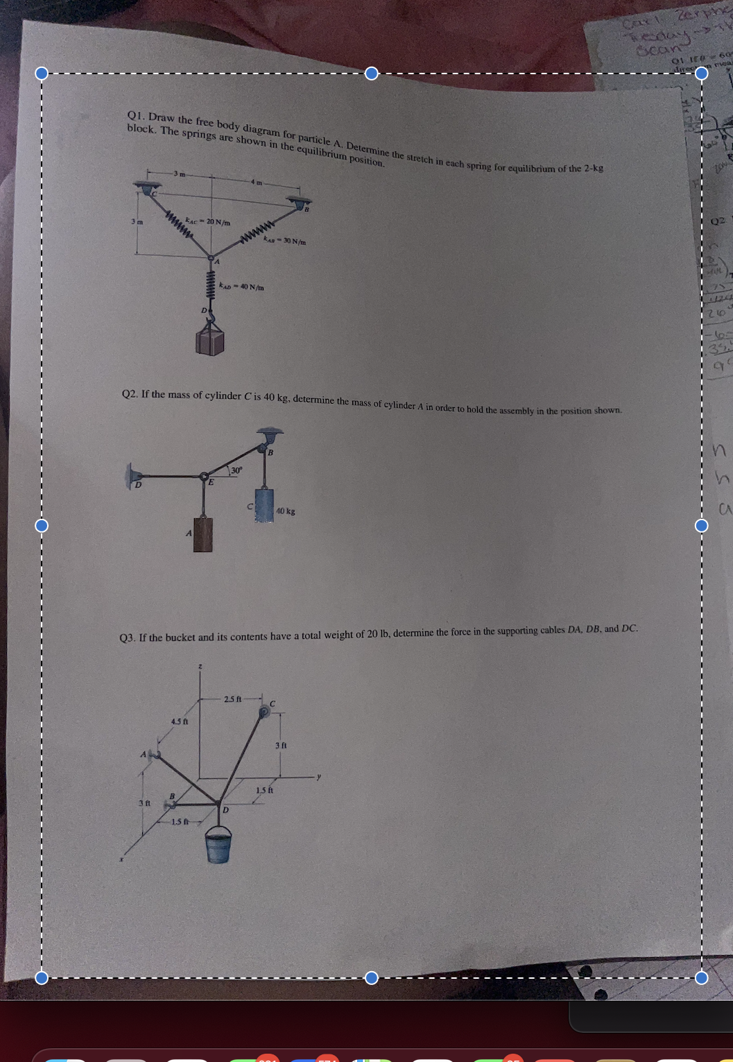 Solved Q1. Draw the free body diagram for particle A. | Chegg.com
