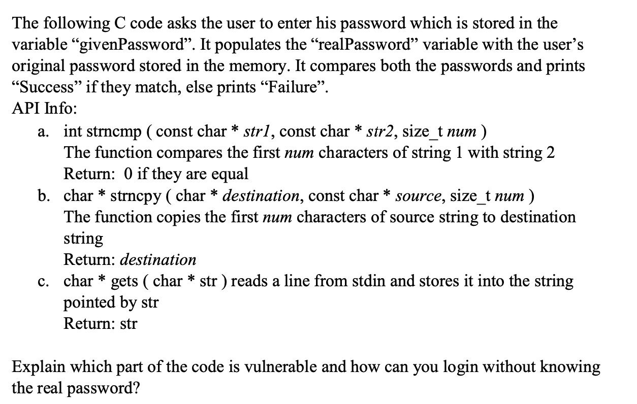 Solved The following C code asks the user to enter his | Chegg.com