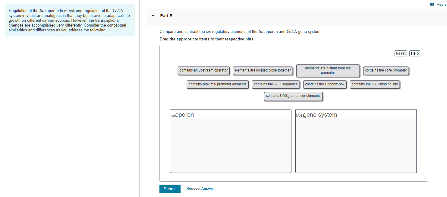 Solved Revie Part B Regulation of the lac operon in E. coli | Chegg.com