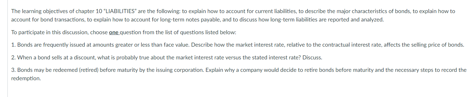 Solved The learning objectives of chapter 10 "LIABILITIES” | Chegg.com