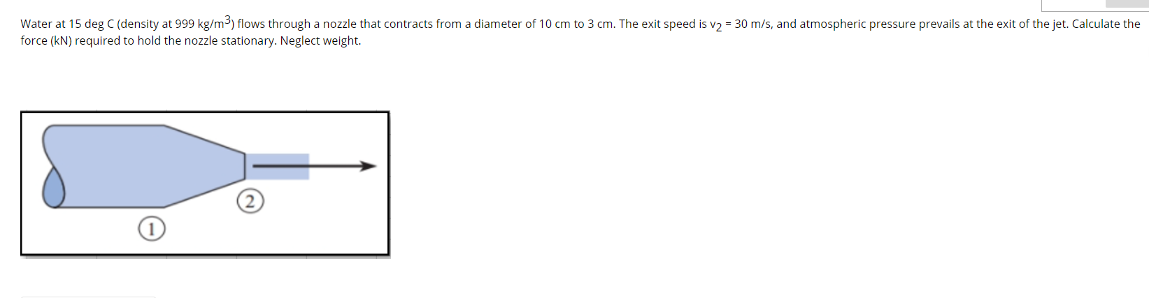 Solved Water at 15 deg (density at 999 kg/m3) flows through | Chegg.com