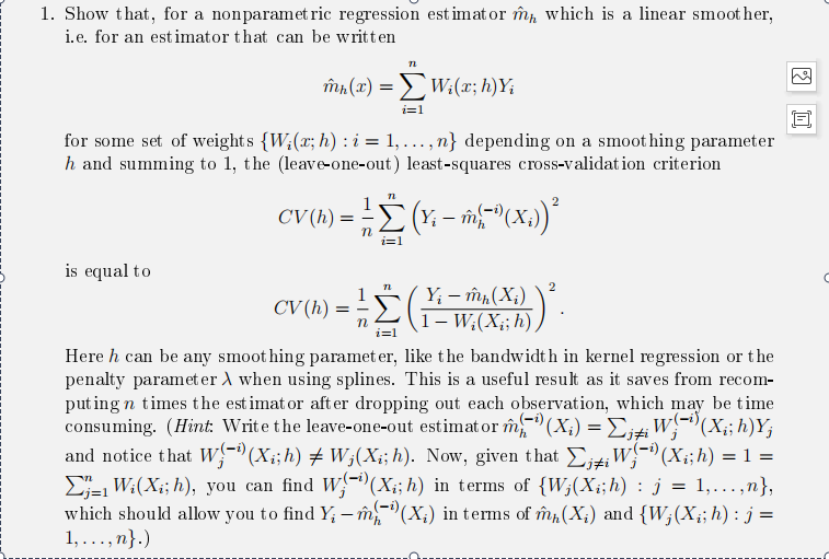 1 Show That For A Nonparametric Regression Est I Chegg Com