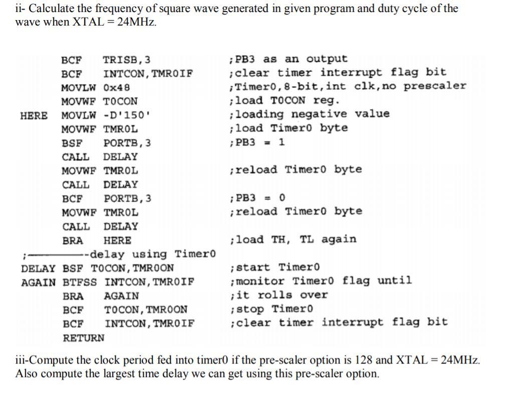 Solved ii- Calculate the frequency of square wave generated | Chegg.com