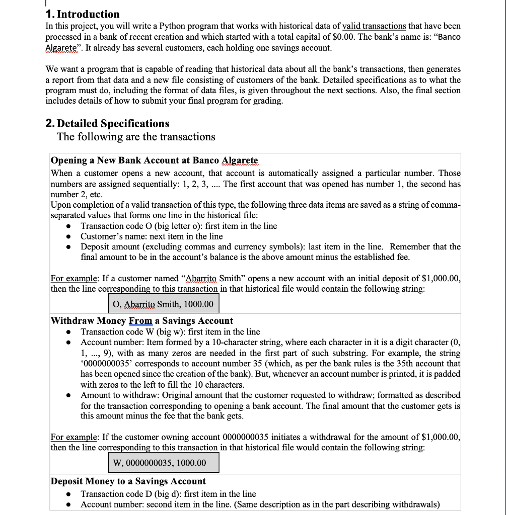 1. Introduction In this project, you will write a | Chegg.com