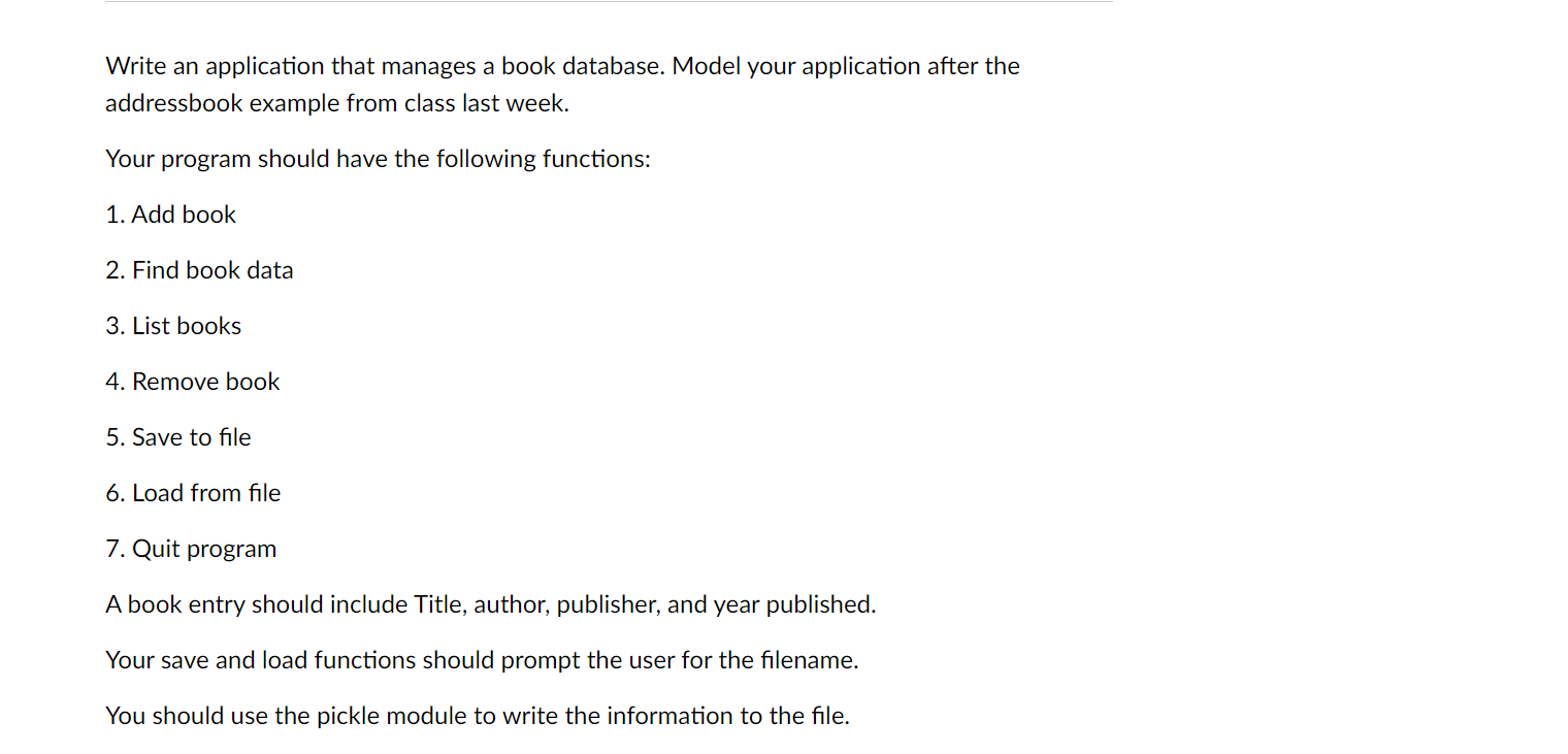 Solved Write an application that manages a book database. | Chegg.com