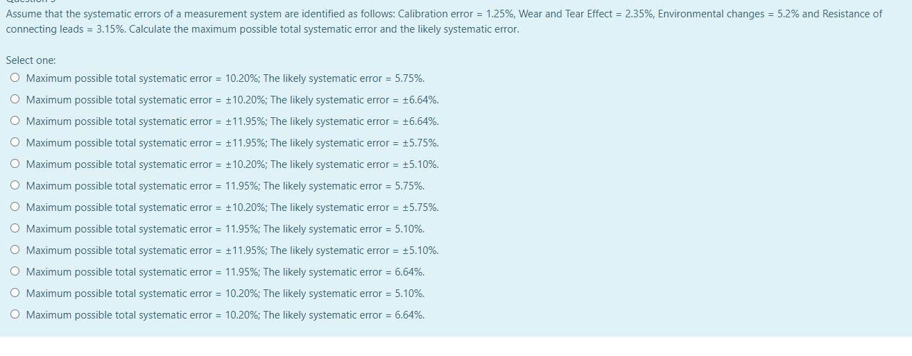 Solved Assume that the systematic errors of a measurement | Chegg.com