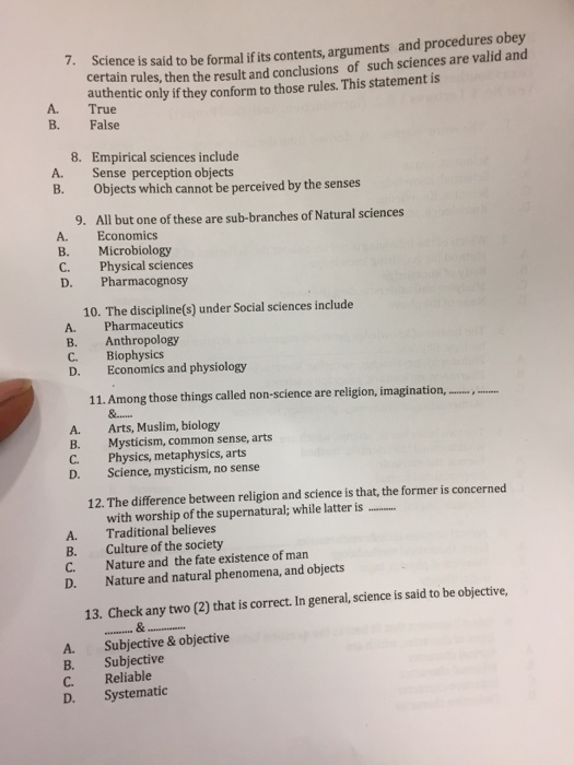 Solved 1. The word 'science' is derived from the Latin