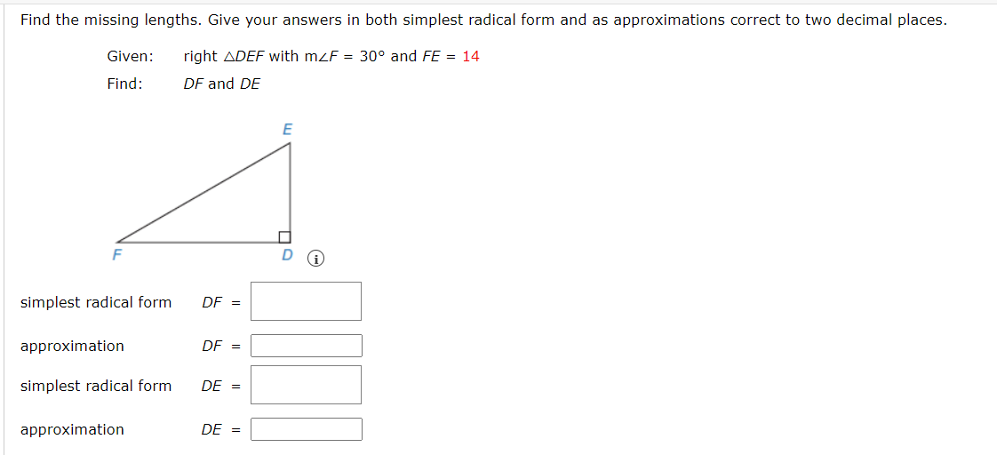 Solved Find the missing lengths. Give your answers in both | Chegg.com