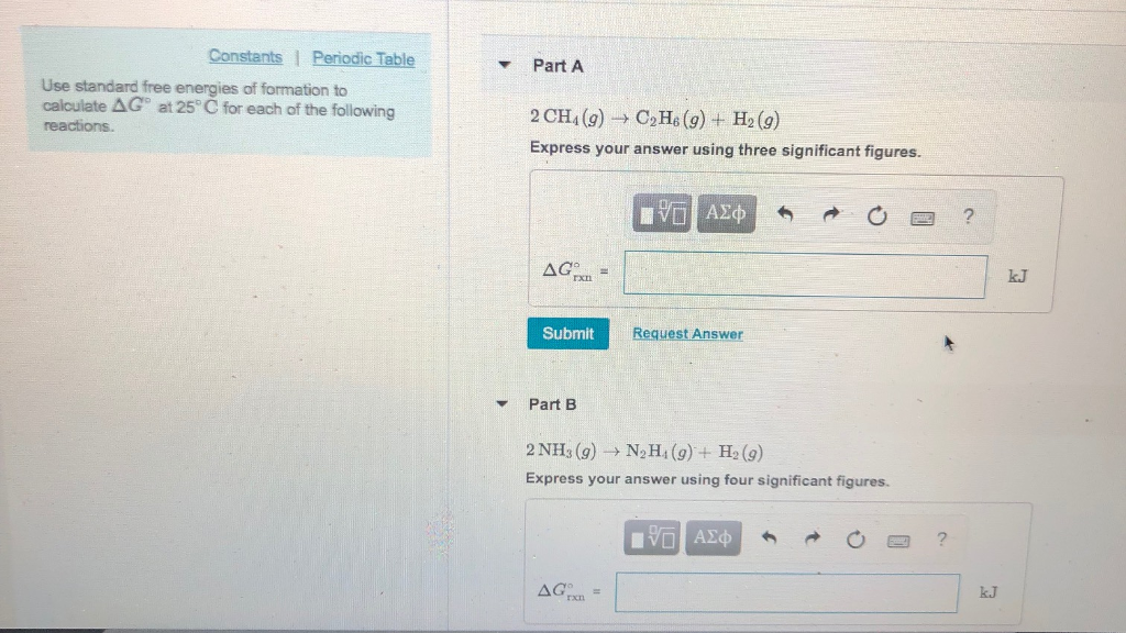 Solved Part A Use standard free energies of formation to | Chegg.com