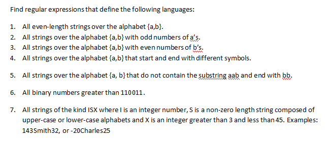 Solved Find Regular Expressions That Define The Following | Chegg.com