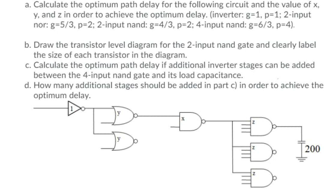 Solved a. Calculate the optimum path delay for the following | Chegg.com