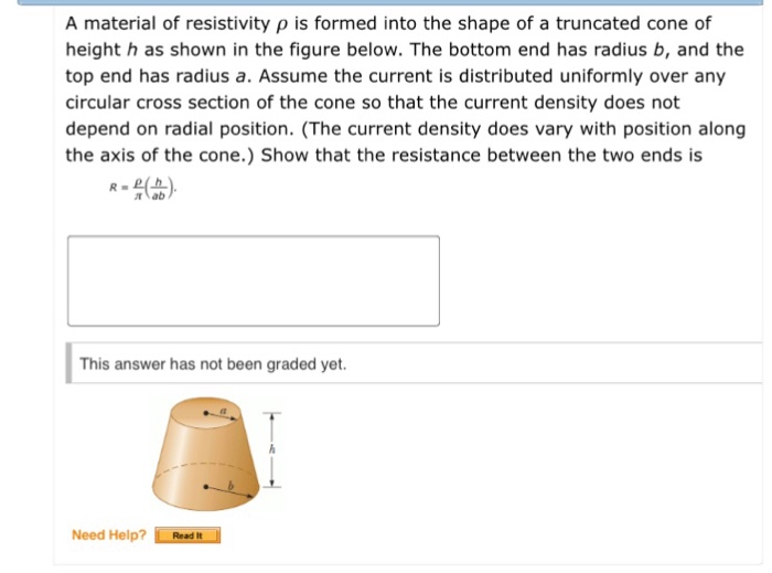 Solved A material of resistivity rho is formed into the | Chegg.com
