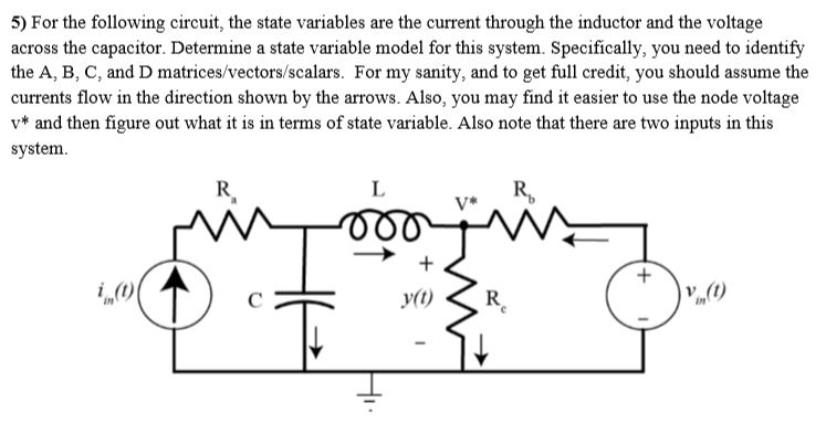 State Variables Electrical Solved 5) For the following circuit, the state variables are | Chegg.com
