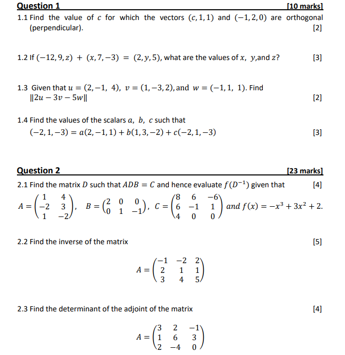 Solved Question 1 10 Marks 1 1 Find The Value Of C For Chegg Com