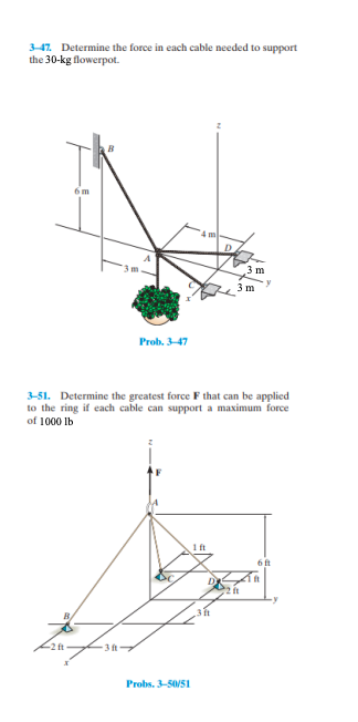 Solved 3-47. Determine the force in each cable needed to | Chegg.com