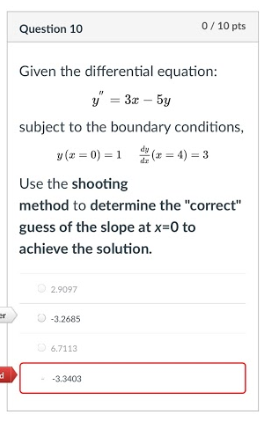 Question 10 0/10 pts Given the differential equation: | Chegg.com