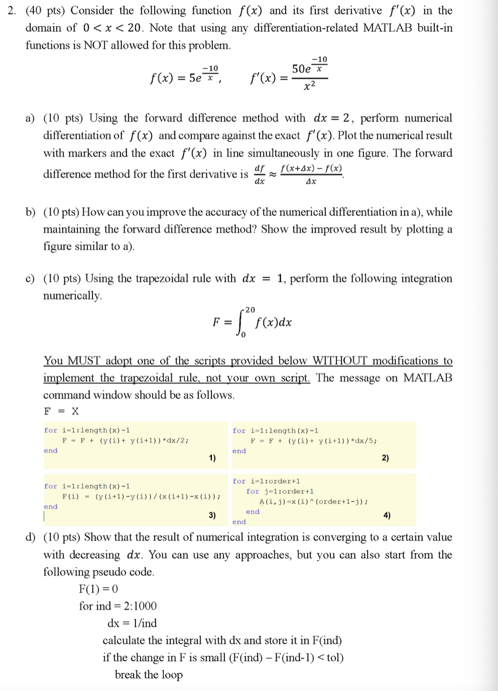 Solved (40 pts) Consider the following function f(x) and its | Chegg.com