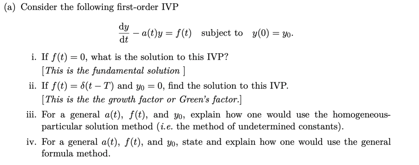 Solved A Consider The Following First Order Ivp Dy Dt