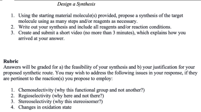 Solved Design a Synthesis 1. Using the starting material | Chegg.com