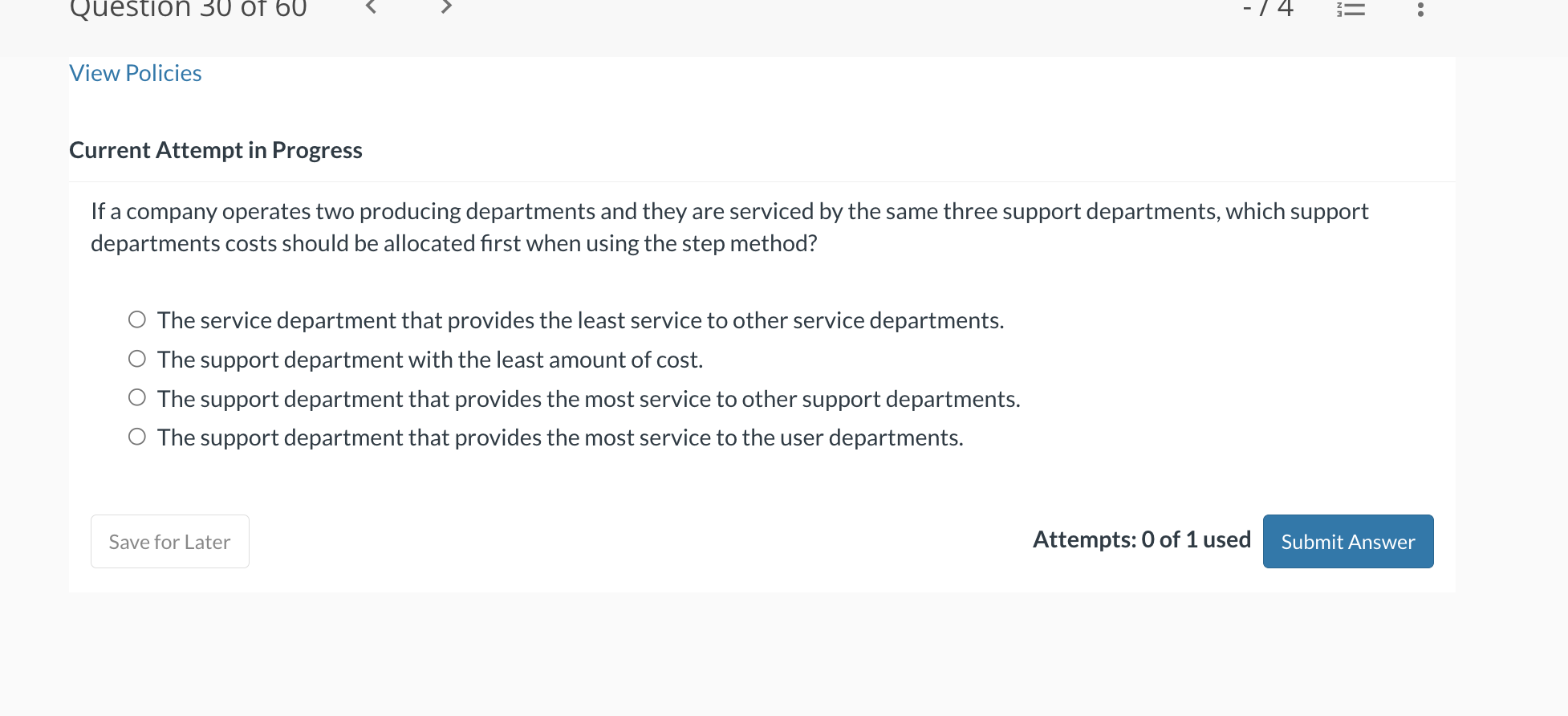 Solved Current Attempt in Progress If a company operates two | Chegg.com