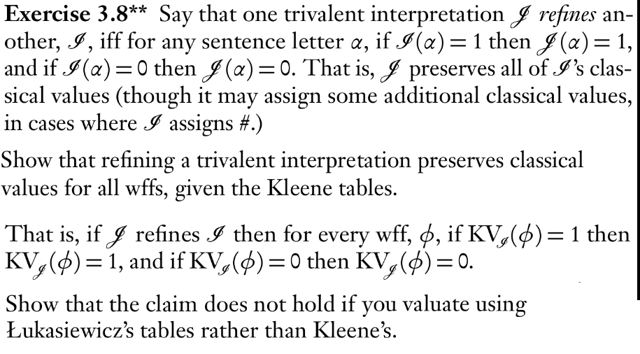 Exercise 3.8** Say that one trivalent interpretation | Chegg.com