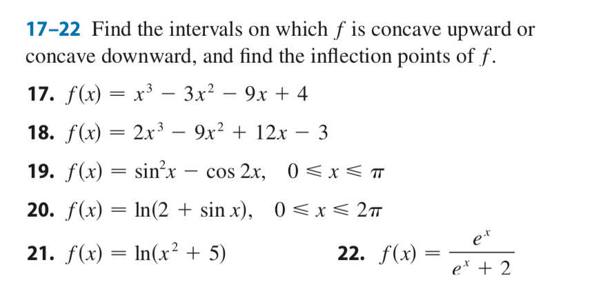 Solved 17-22 Find the intervals on which f is concave upward | Chegg.com