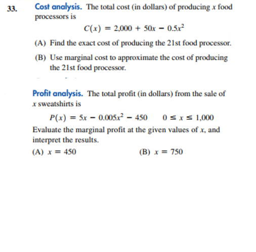 Solved Cost analysis. The total cost (in dollars) of | Chegg.com