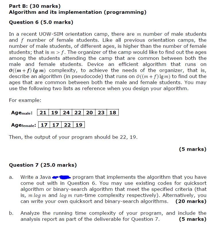 Solved Part B: (30 Marks) Algorithm And Its Implementation | Chegg.com