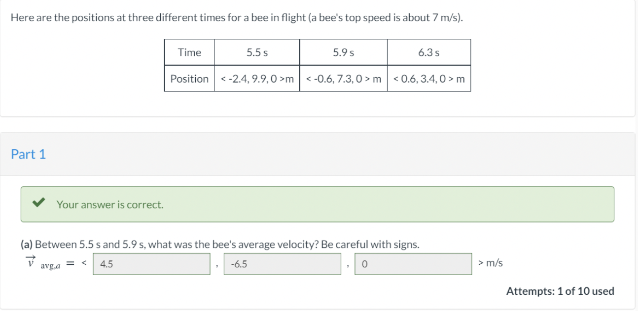 Solved Here Are The Positions At Three Different Times For A Chegg Com