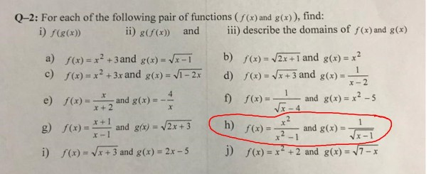 Solved Q 2 For Each Of The Following Pair Of Functions Chegg Com