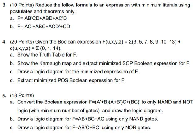 Solved 3 10 Points Reduce The Follow Formula To An Chegg Com