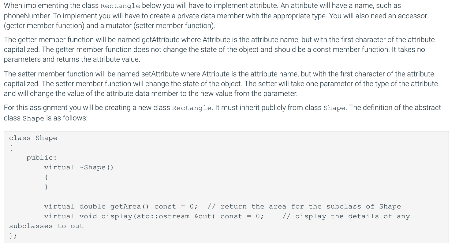 Solved When implementing the class Rectangle below you will | Chegg.com