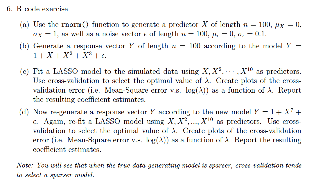 Solved (a) Use the rnorm() function to generate a predictor | Chegg.com
