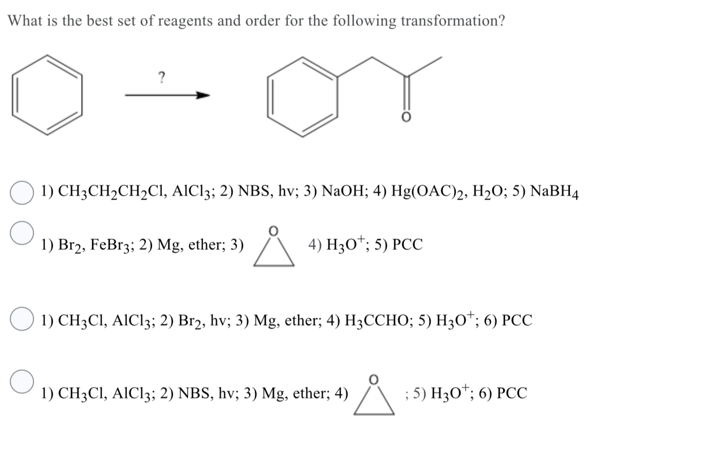 Solved What Is The Best Set Of Reagents And Order For The Chegg Com