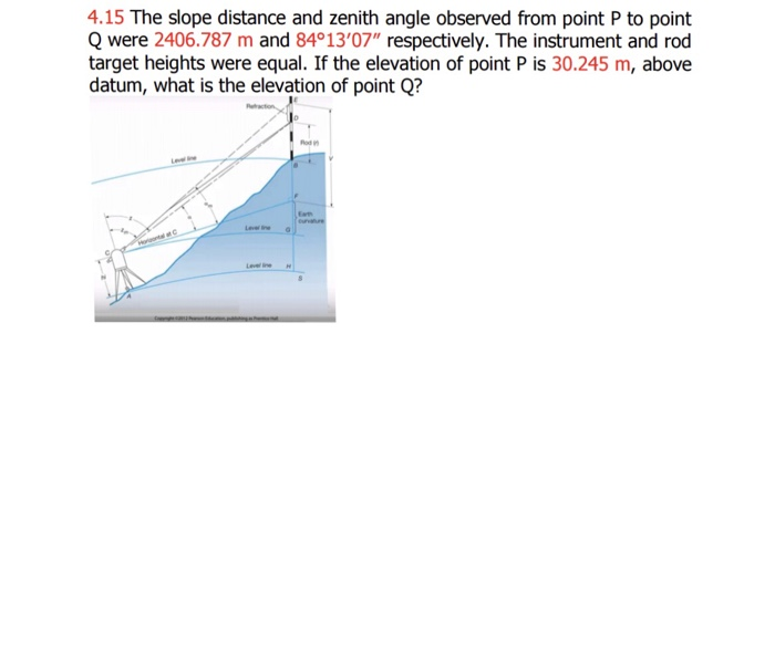 Solved 4.15 The slope distance and zenith angle observed | Chegg.com