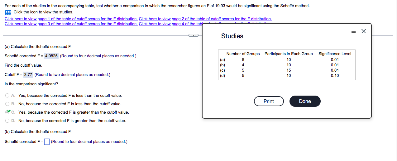 Solved For each of the studies in the accompanying table, | Chegg.com