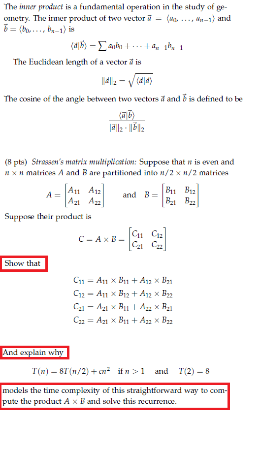 The inner product is a fundamental operation in the | Chegg.com