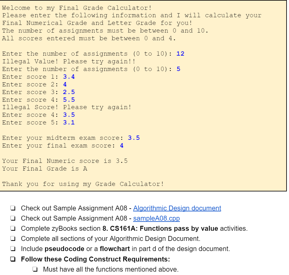 Solved Can you Please write an algorithm design document for | Chegg.com