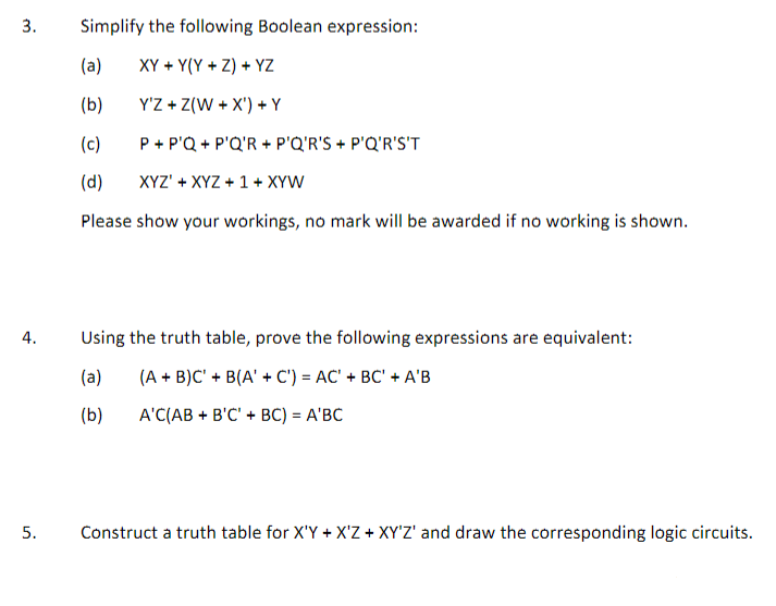 Solved Simplify the following Boolean expression: (a) | Chegg.com