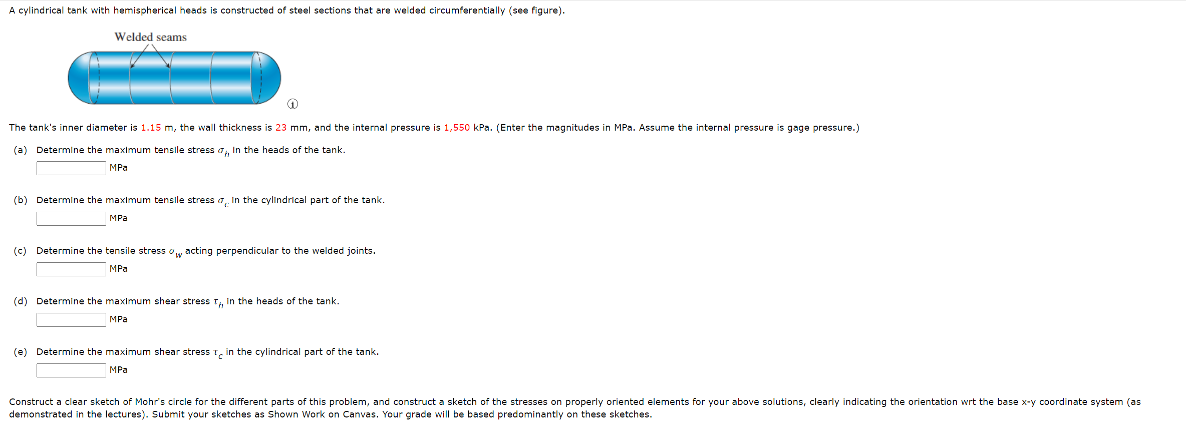 Solved (a) Determine the maximum tensile stress σh in the | Chegg.com