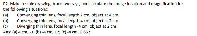 Solved P2. Make a scale drawing, trace two rays, and | Chegg.com