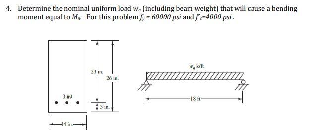 Solved 4. Determine the nominal uniform load wn (including | Chegg.com