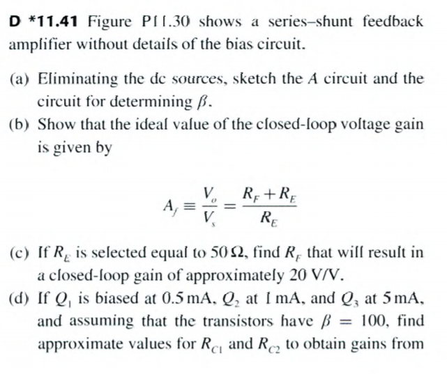 Solved V cc RC2 Rei Q Vio Q o V. RE RE = Figure P11.30 D | Chegg.com